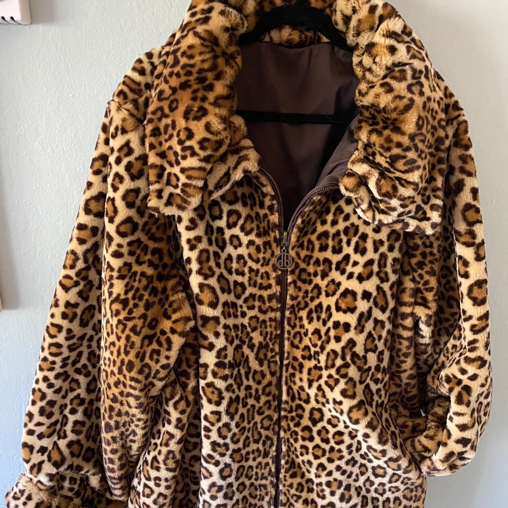 Dennis Bosso Faux Fur Leopard Jacket